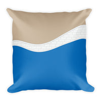 Abstract Blue, Beige White Brick Square Acent Pillow