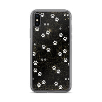 Kitty Cat Paws on Black Spatter Background Designer iPhone Case