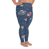 Astronut Cats All-Over Print Plus Size Leggings