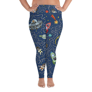 Astronut Cats All-Over Print Plus Size Leggings