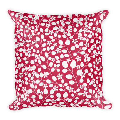 White on Red Branches with Buds Premium Pillow