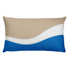 Abstract Blue Beige White Brick Designer Rectangular Accent Pillow